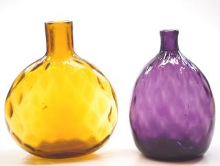 Appraisal: Pattern Two pattern-molded glass flasks Medium Amethyst ovoid with slightly