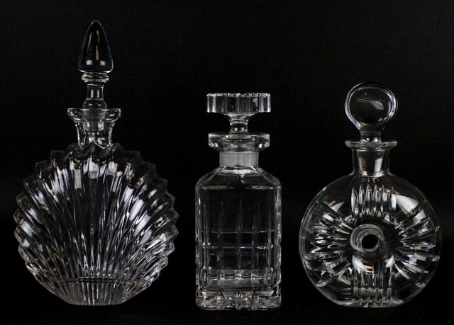 Appraisal: Crystal Decanters Unsigned square decanter H including stopper unsigned shell