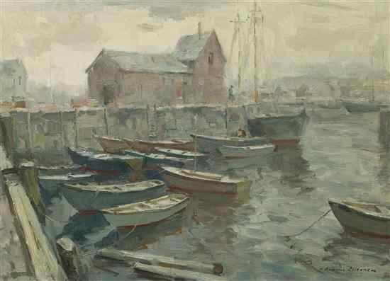 Appraisal: Gianni Cilfone American - Lifting Fog Rockport oil on canvas