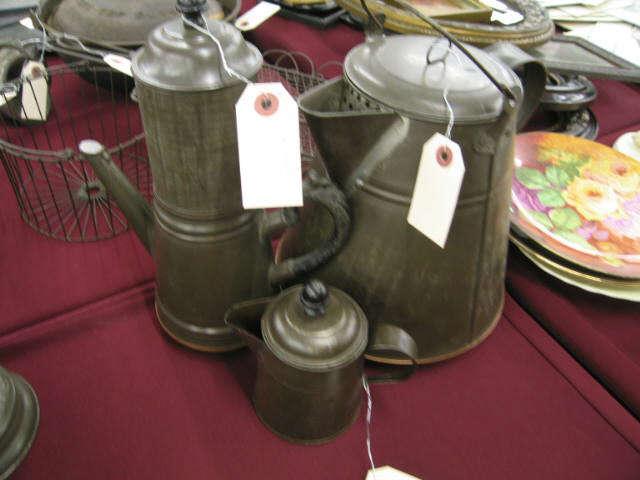 Appraisal: Victorian Tin Items coffee pots syrup pitcher