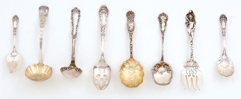 Appraisal: EIGHT STERLING SILVER SERVING PIECES By various makers Includes a