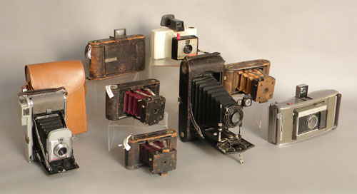 Appraisal: Three Polaroid land cameras together with five early Kodak cameras