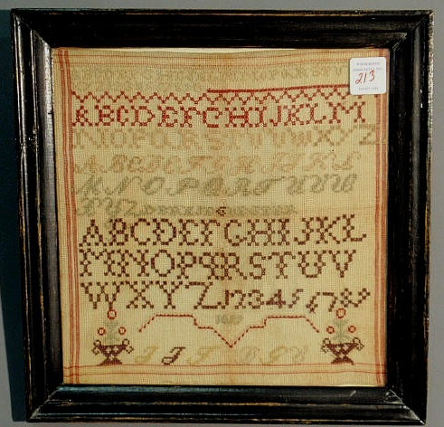 Appraisal: Sampler dated silk on linen x