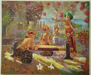 Appraisal: Laemthong Phramphran st Century oil on canvas French Impressionism painting