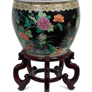 Appraisal: A Chinese Export Famille Noir Jardiniere TH CENTURY Height x