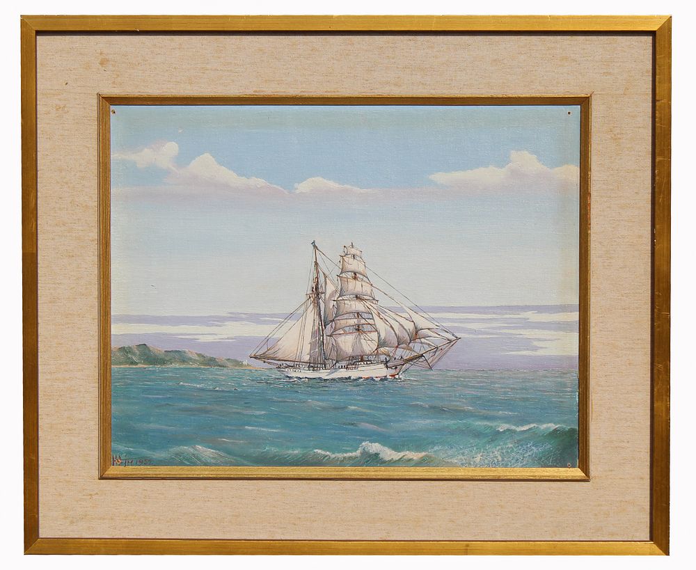 Appraisal: Signed Nautical Scene Near the Coast Signed Nautical Scene Sailing