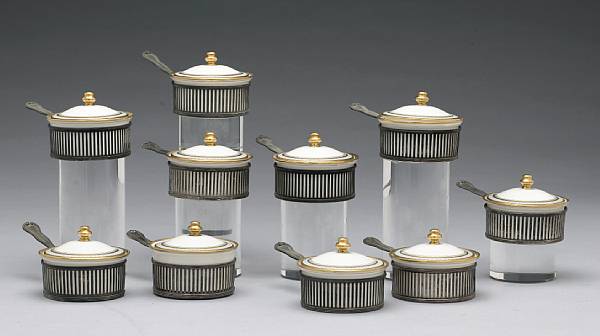 Appraisal: A sterling set of ten pierced ramekin frames with Lenox