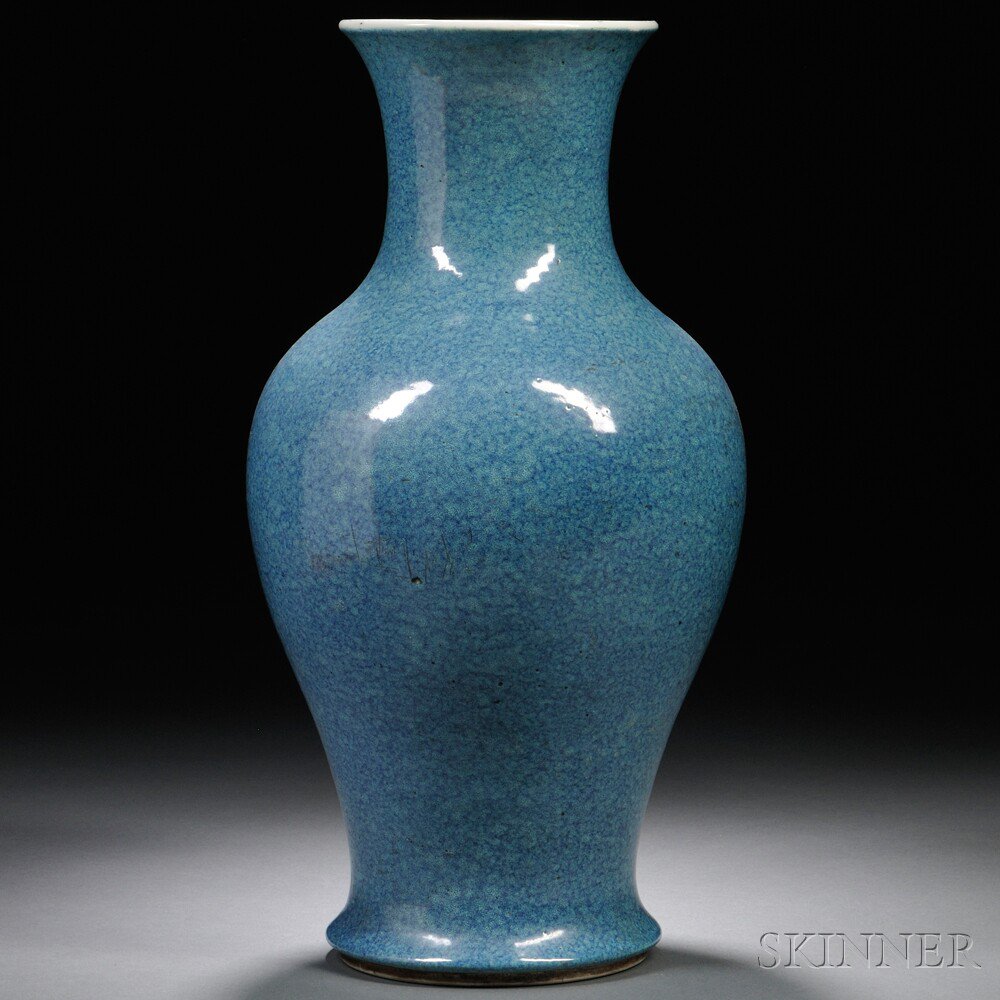 Appraisal: Robin's-egg Glazed Vase China th th century baluster form covered