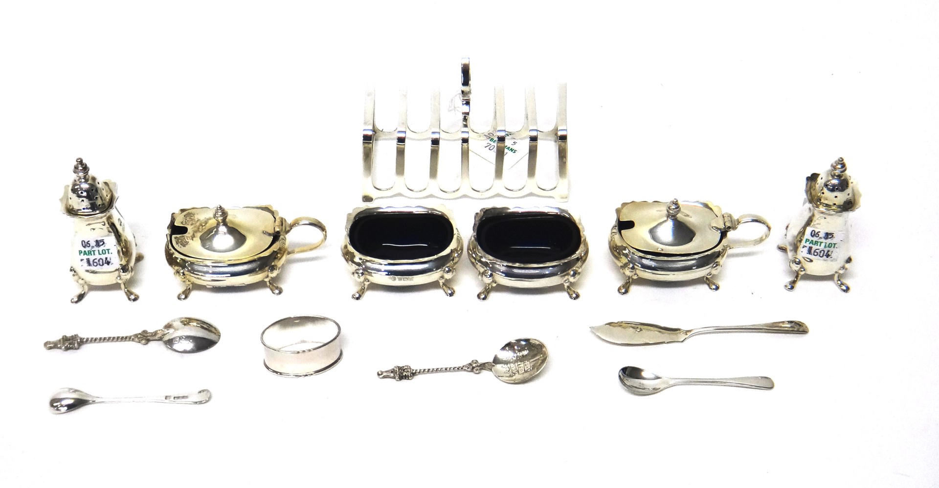 Appraisal: Silver comprising two mustard pots two salts and two pepperettes