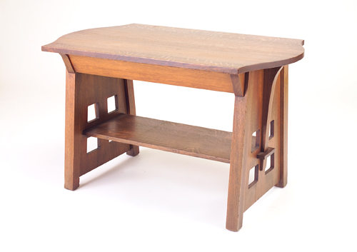 Appraisal: LIMBERT Library table with turtle top single blind drawer and