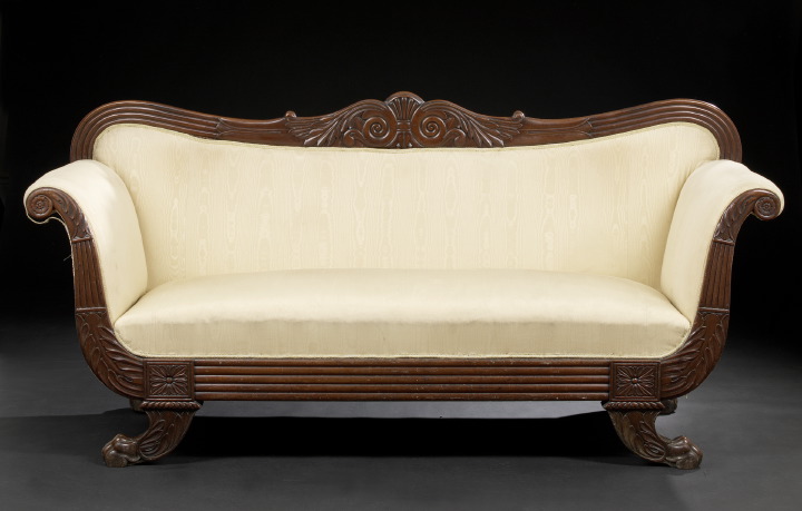 Appraisal: Late Regency Mahogany Sofa second quarter th century the padded