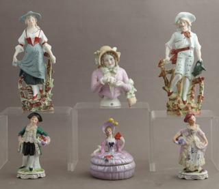 Appraisal: Group of Six Polychromed Bisque Figures consistin Group of Six