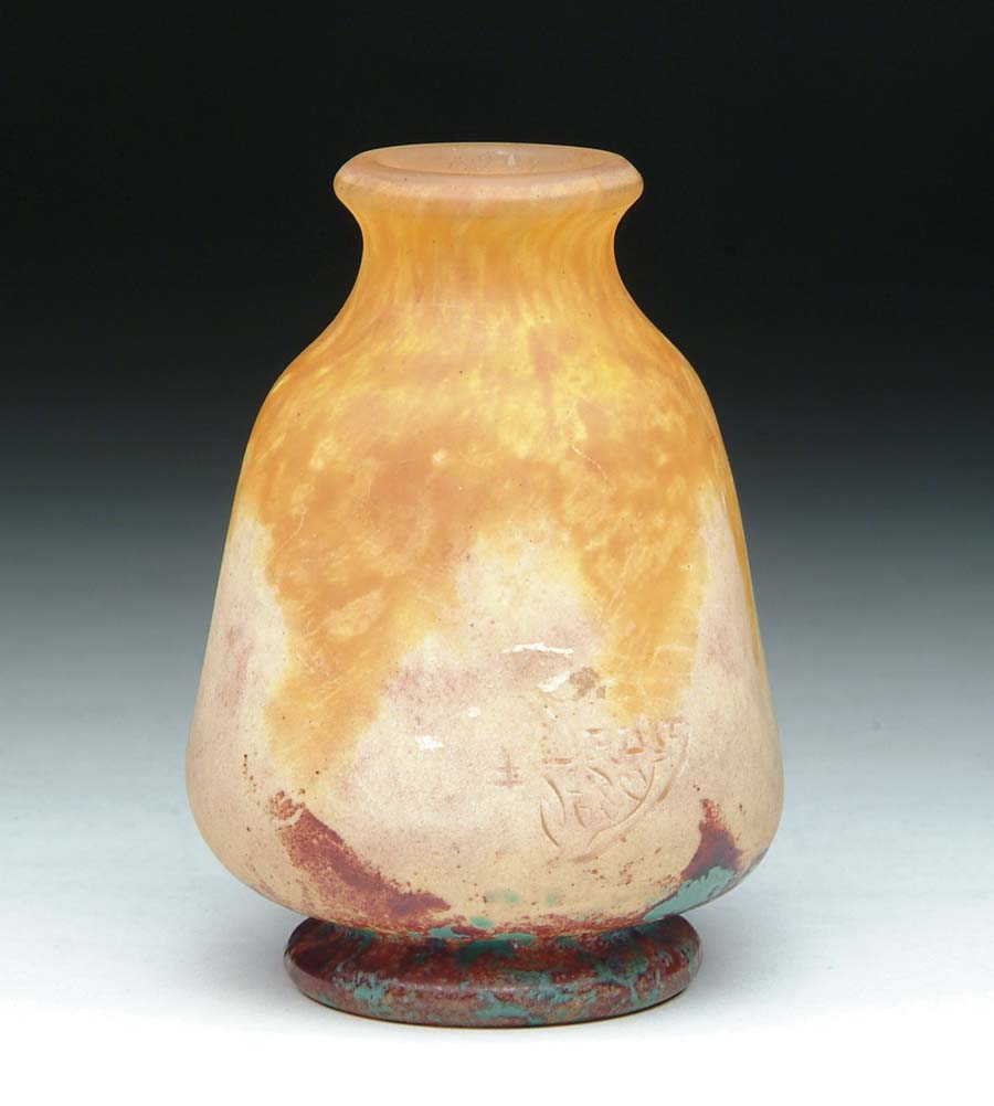 Appraisal: DAUM NANCY VASE Mottled vase in colors of beige brown