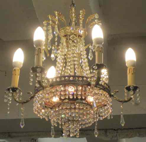 Appraisal: SIX-LIGHT CRYSTAL CHANDELIER '' diameter The chandelier is in good