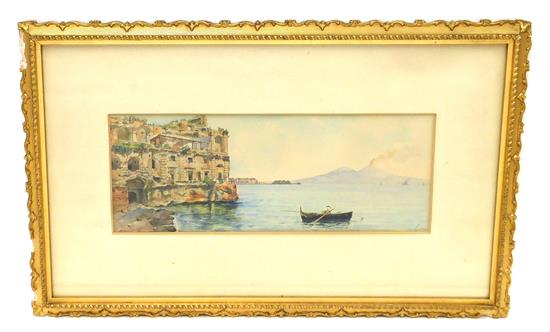 Appraisal: Vincenzo Loria Italian - watercolor on paper scene of Naples