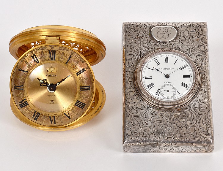 Appraisal: TWO SMALL TRAVELING CLOCKSEarly th Century Comprising a Black Starr