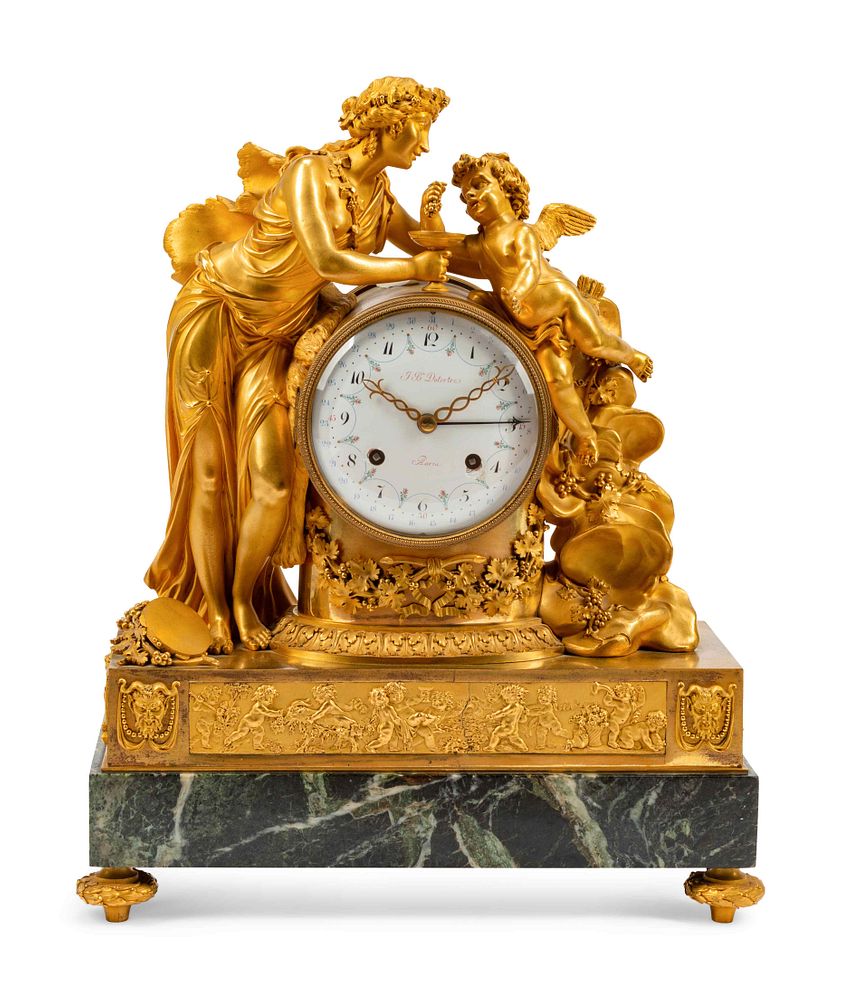 Appraisal: A French Gilt Bronze and Marble Mantel Clock A French