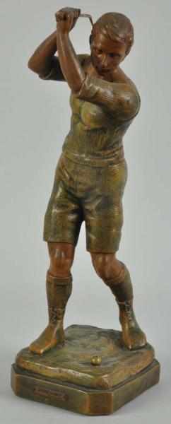 Appraisal: Early White Metal Golfing Statue Description French Made by Par