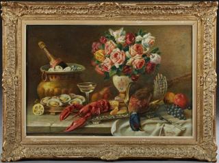 Appraisal: After Jacques Smets Still Life with Lobster Oys After Jacques