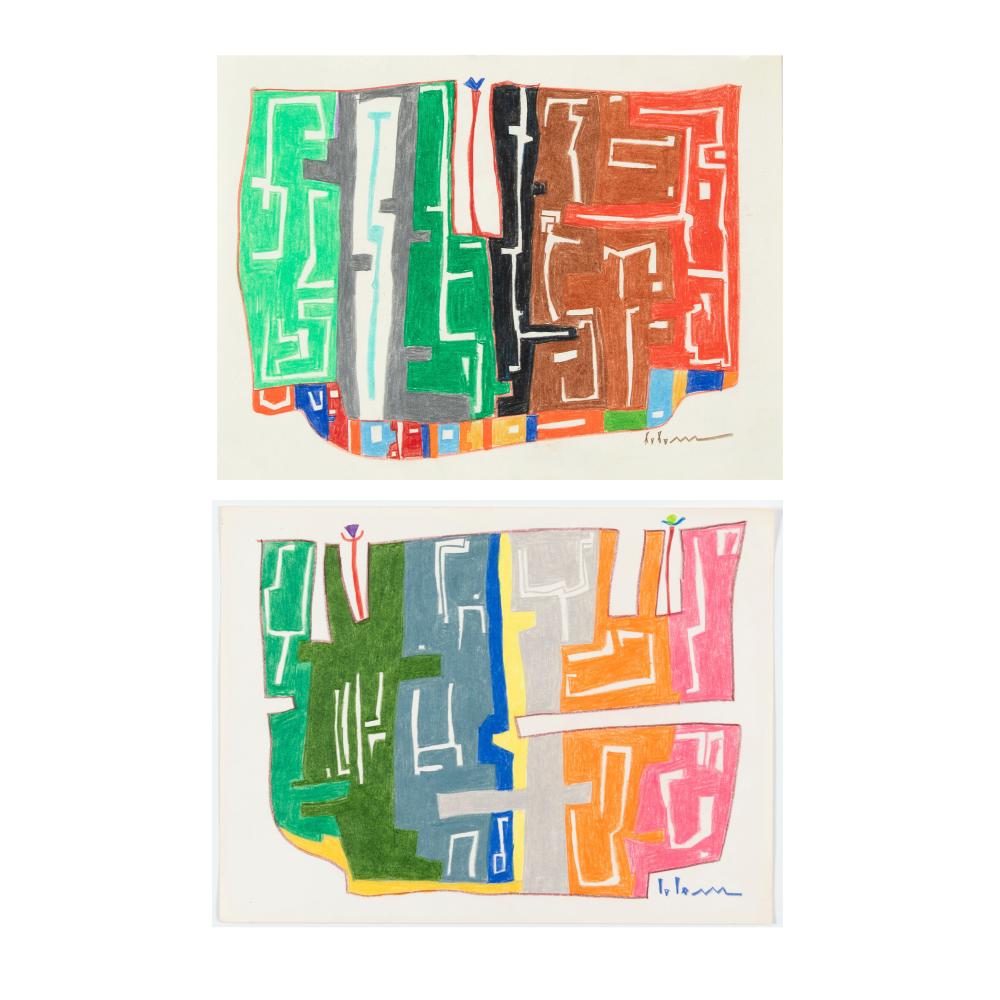 Appraisal: Charles Loloma Hopi - Pair of Drawings Abstractions with Paho