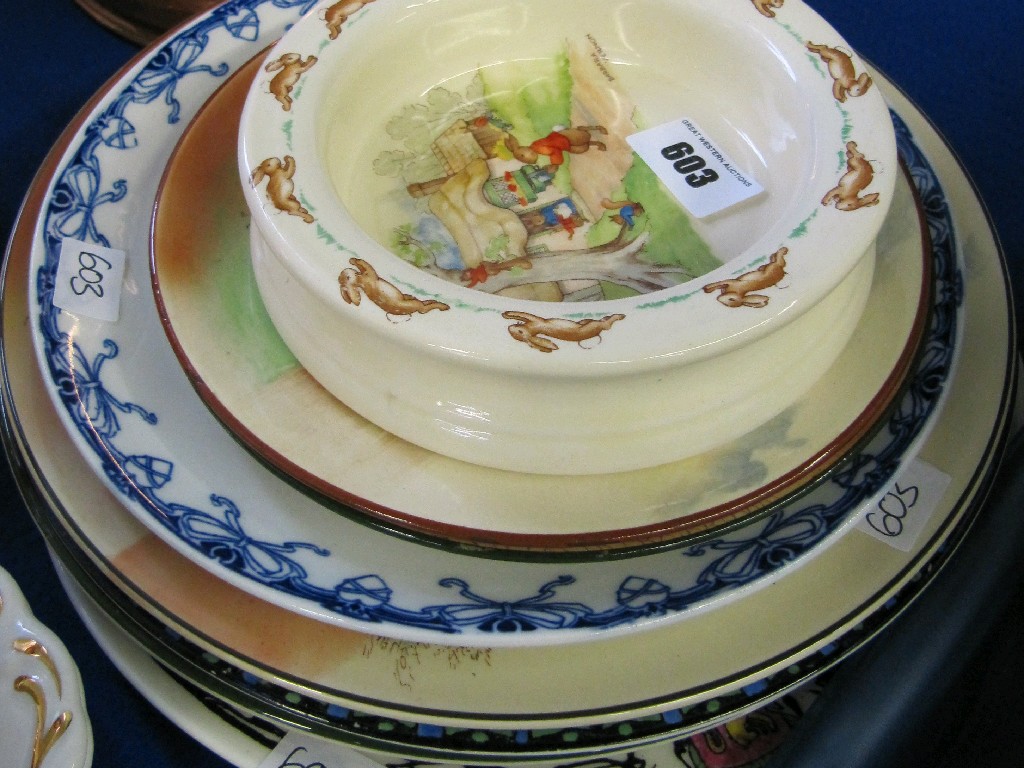 Appraisal: Seven Royal Doulton plates and a Bunnykins Barbara Vernon dish