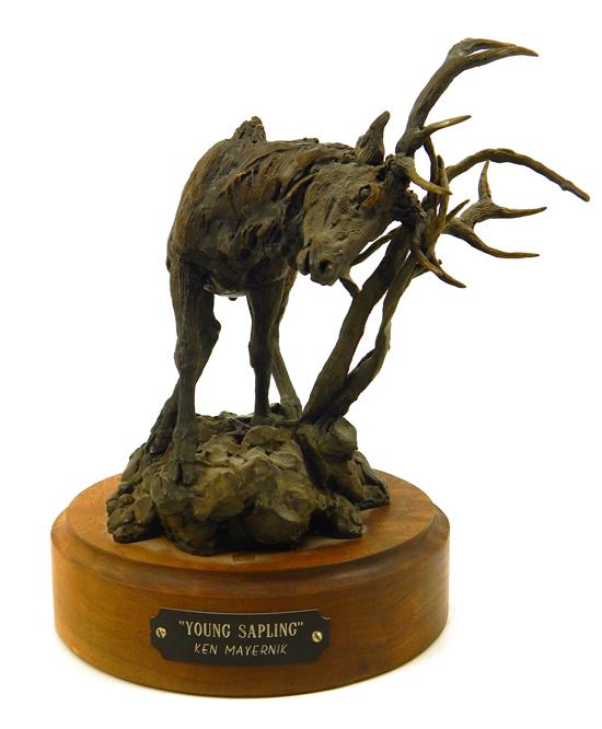 Appraisal: Ken Mayernick American th C Young Sapling bronze sculpture on