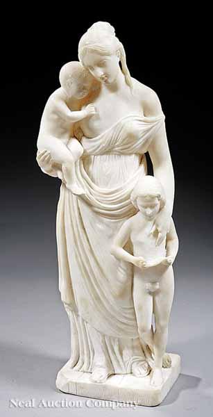 Appraisal: An Antique Continental Marble Figural Group Representing Maternity th c