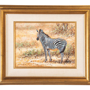 Appraisal: Eric Forlee American b Zebra oil on canvas signed Eric