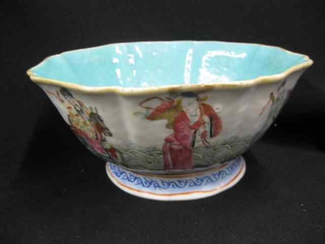 Appraisal: Chinese Handpainted Porcelain Bowl figures around outside signed '' diameter