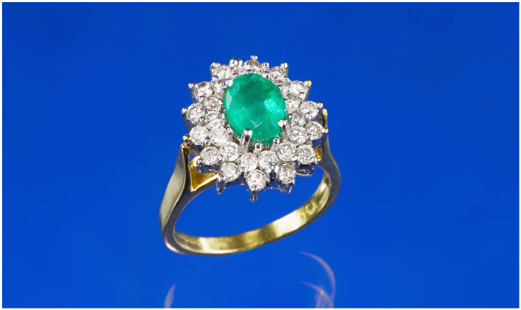 Appraisal: ct Gold Emerald and Diamond Ring carat plus emerald surrounded