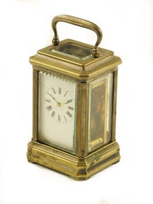 Appraisal: A French gilt brass miniature carriage clock with platform lever