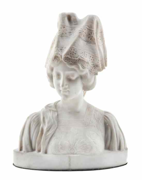 Appraisal: An Italian Alabaster Bust depicting a maiden unsigned Height inches