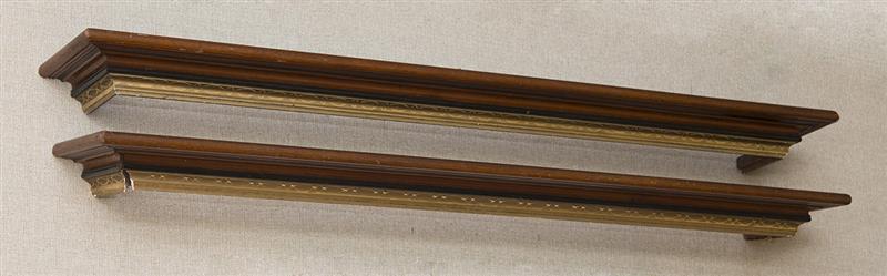 Appraisal: PAIR OF AMERICAN CLASSICAL MAHOGANY PARCEL-GILT AND EBONIZED VALENCES x