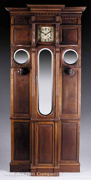 Appraisal: A Continental Renaissance-Style Carved Walnut Hall Clock late th c