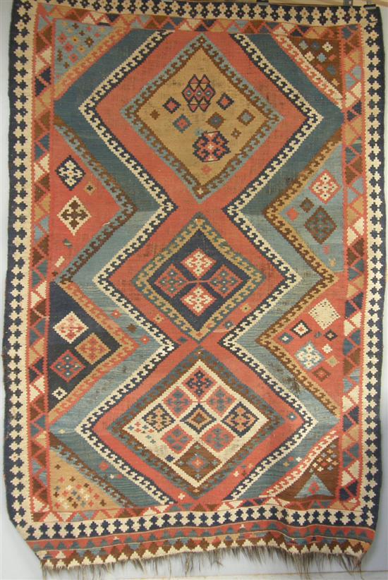 Appraisal: Persian Kelim rug with three diamond shaped medallions various borders