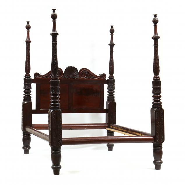 Appraisal: AMERICAN CLASSICAL CARVED MAHOGANY TALL POST BED Circa - the