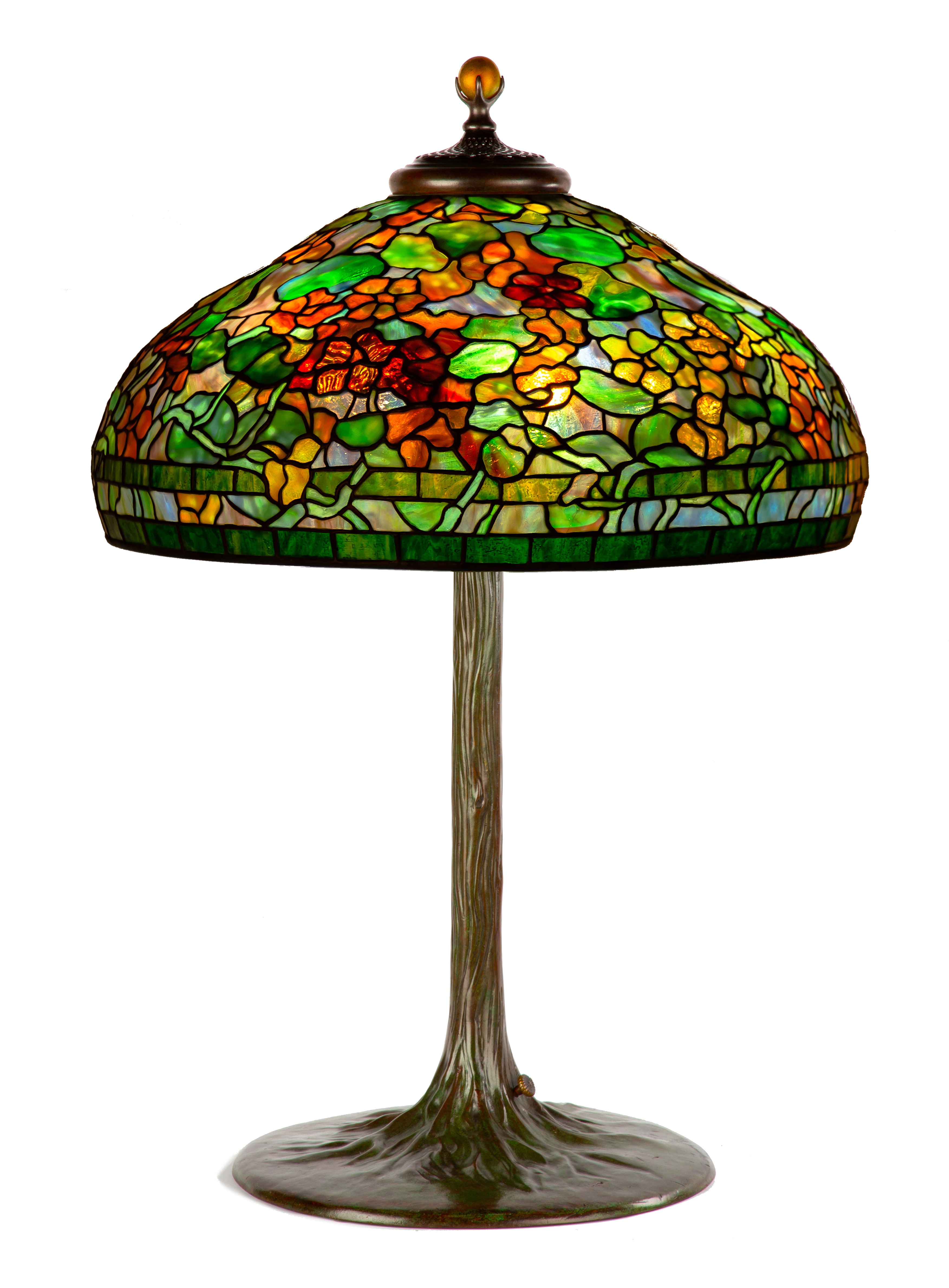 Appraisal: TIFFANY STUDIOS NEW YORK NASTURTIUM TABLE LAMP circa Leaded glass