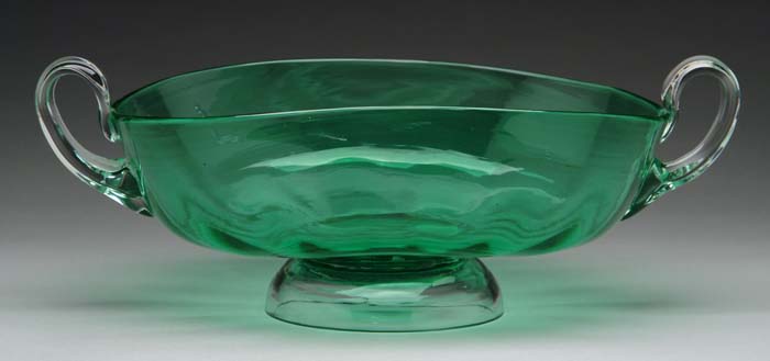 Appraisal: STEUBEN CENTERPIECE BOWL Pomona green bowl with applied clear crystal