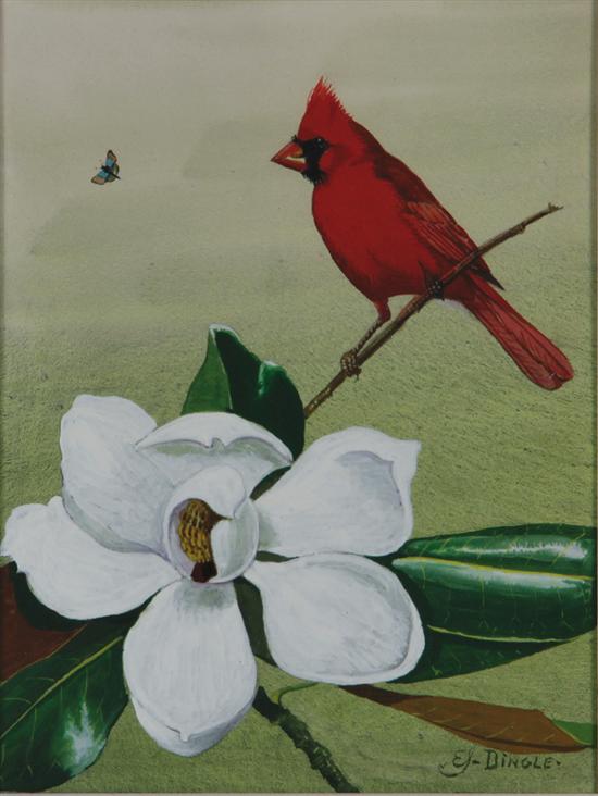 Appraisal: Edward Von Siebold Dingle South Carolina - CARDINAL AND MAGNOLIA