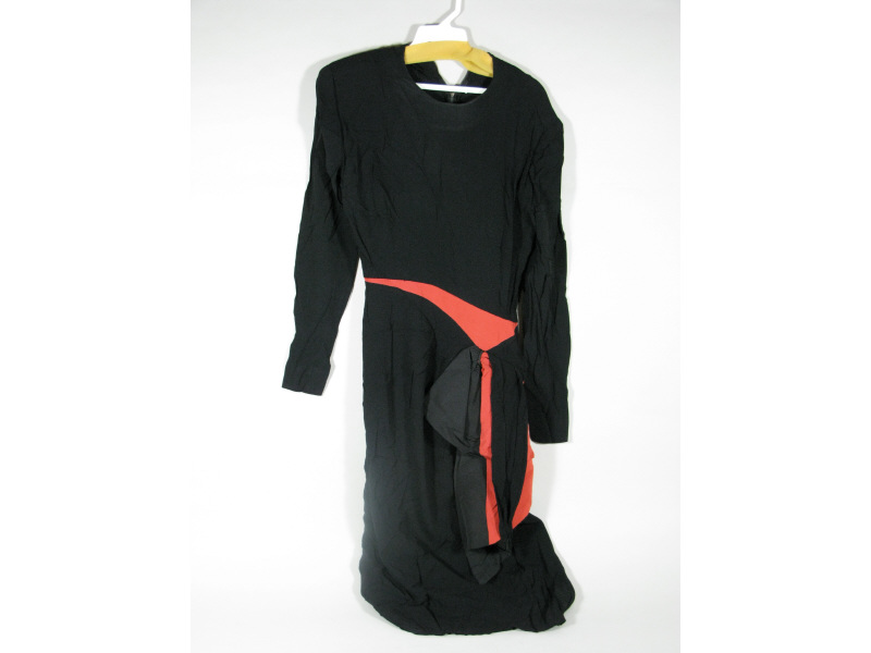 Appraisal: Vintage Dress ca s black polyester dress with long sleeves