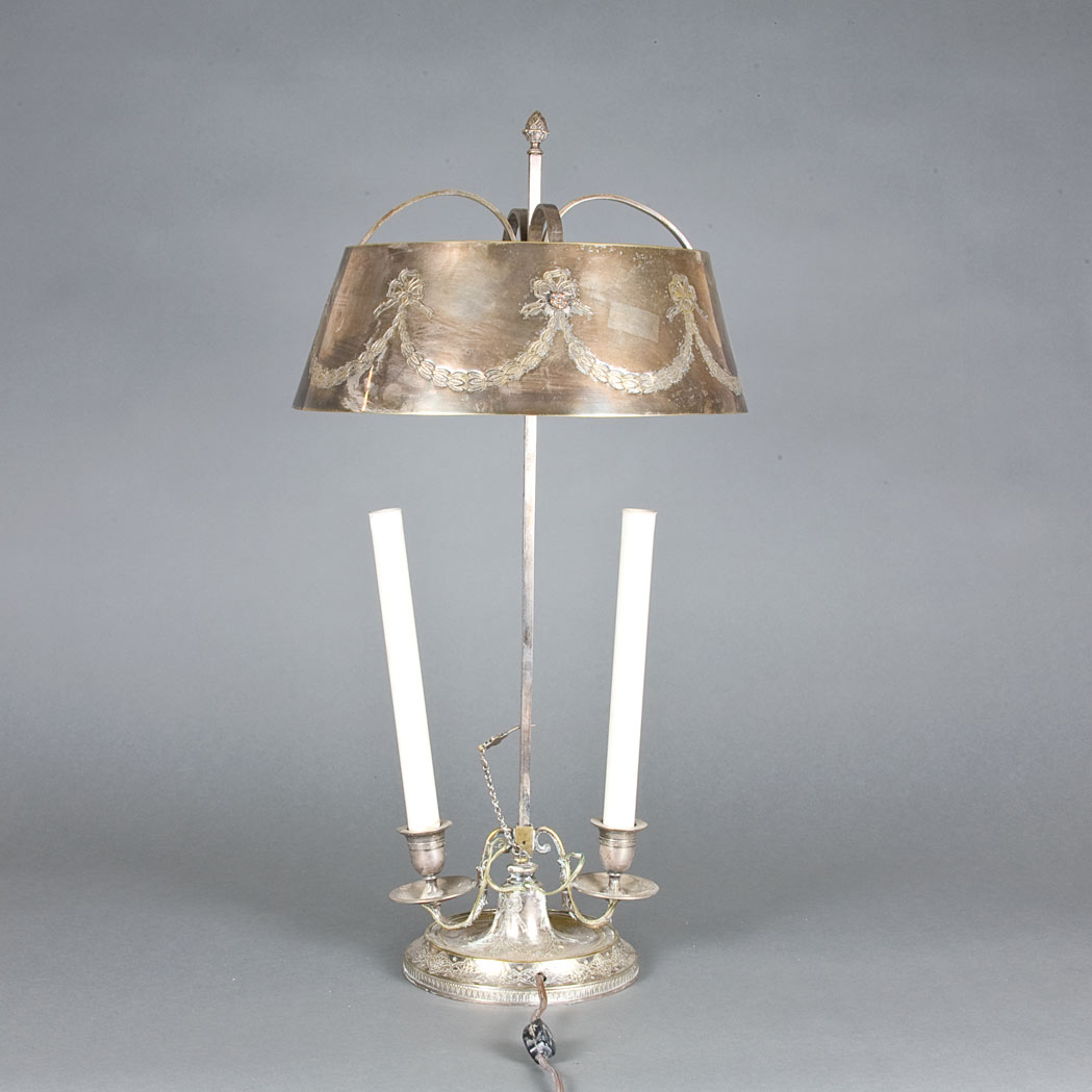 Appraisal: Georgian Style Silver Plated Bouillotte Lamp