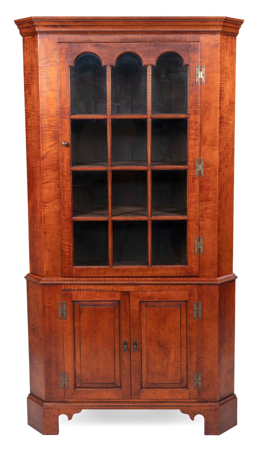 Appraisal: ELDRED WHEELER TWO-PART CORNER CUPBOARD MASSACHUSETTS TH CENTURY HEIGHT WIDTH