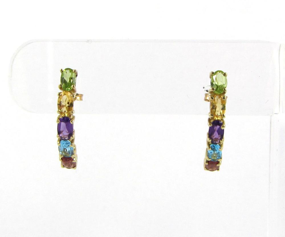 Appraisal: PAIR OF MULTI-COLOR GEMSTONE EARRINGS each k yellow gold earring