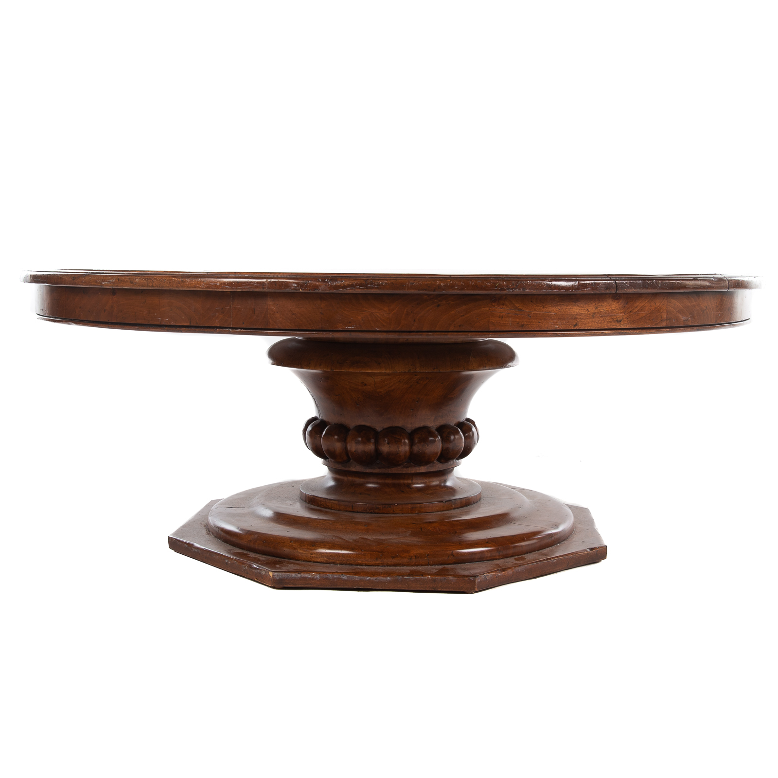 Appraisal: WOODLAND FURNITURE ROUND PEDESTAL COFFEE TABLE st century in H