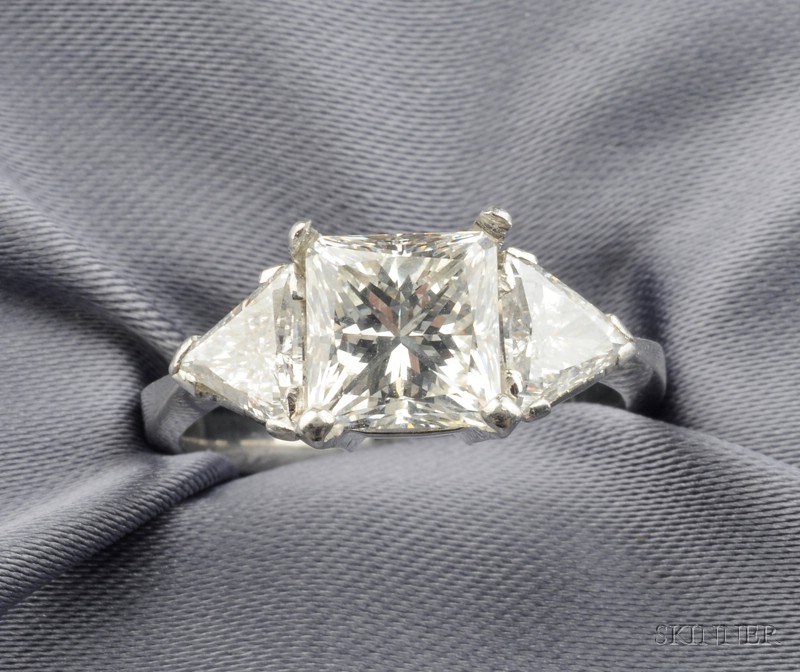 Appraisal: Platinum and Diamond Solitaire prong-set with a princess-cut diamond weighing