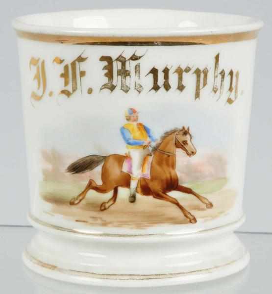 Appraisal: Horse Jockey Shaving Mug Description Nice detail Stamped D C