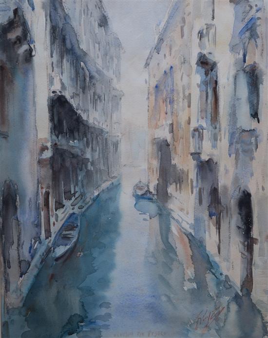 Appraisal: Sale Lot Carlo Ravagnan Italian b Venezia Rio Pesaro watercolor