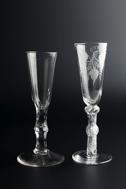 Appraisal: A TH CENTURY ALE GLASS the narrow tapering bowl engraved