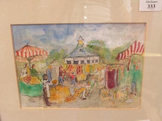 Appraisal: NINA CARROLL TH CENTURY Market Day Gloucester Green signed pen