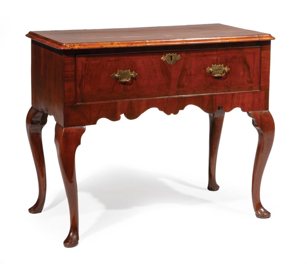 Appraisal: Queen Anne-Style Burl Walnut Side Table th c and later